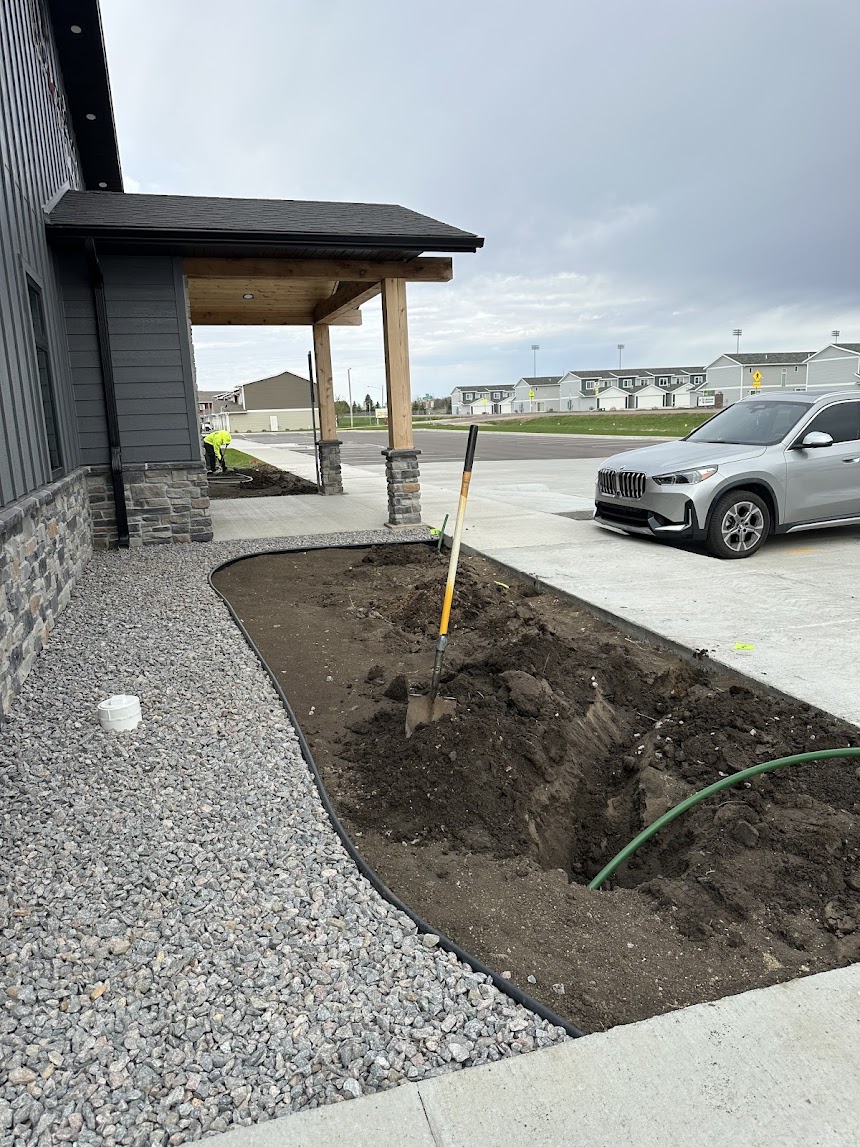 Commercial building landscape installation in Edmonton